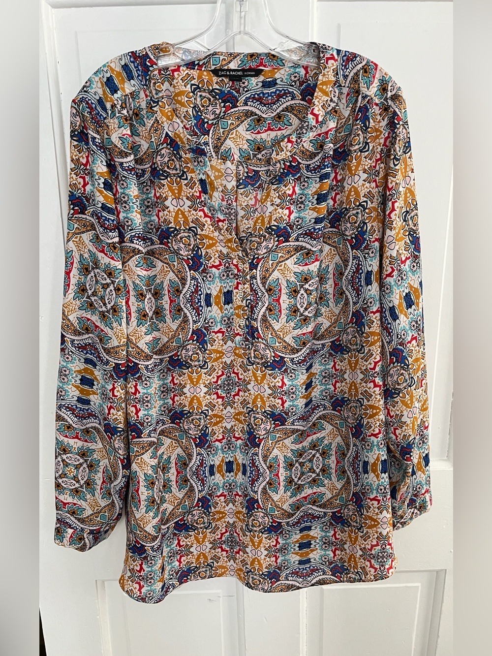 Zac & Rachel Woman Silky Paisley Print Blouse 2X